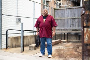 Wesley Thomas, a guest advisory board member for Miriam's Kitchen, poses for a photo in Foggy Bottom.