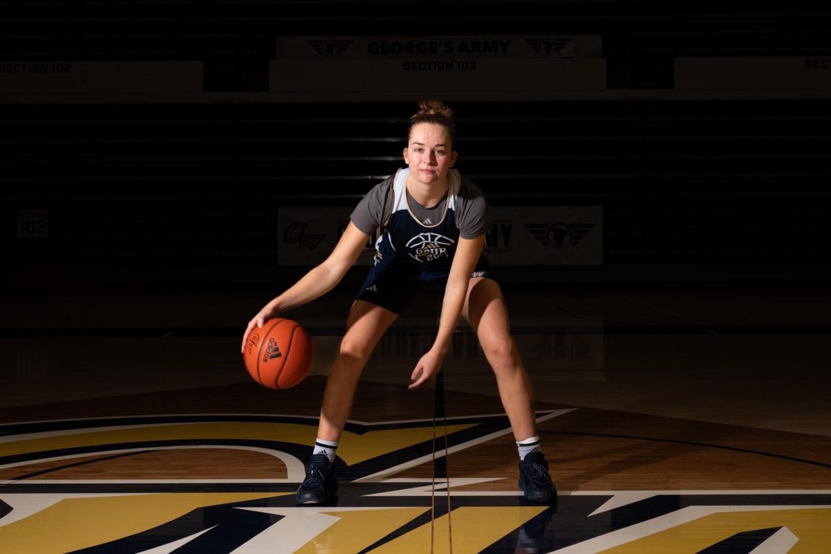 Senior forward Maxine Engel poses for a portrait in the Smith Center.