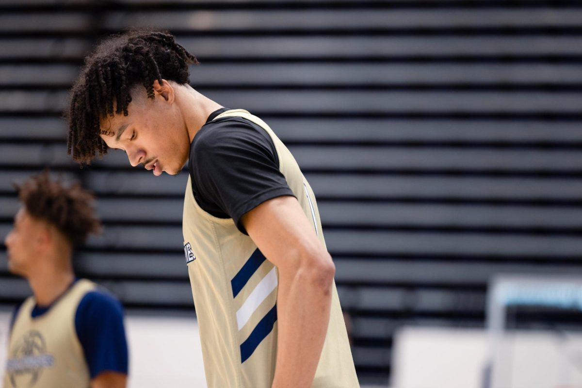 Transfer redshirt junior guard Trey Moss pauses during a practice last weekend.