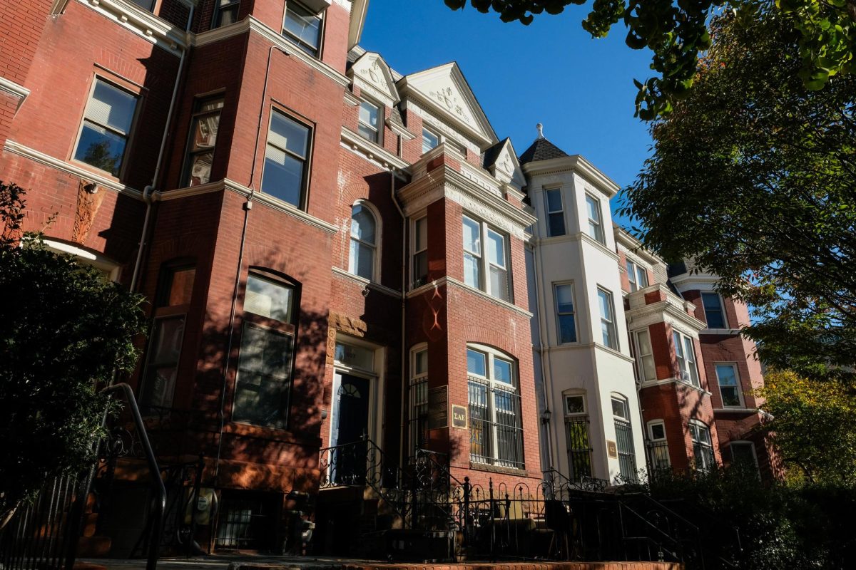 Fraternity townhouses line 22nd Street.