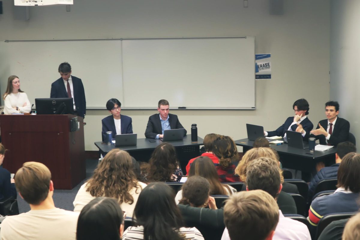 GW College Democrats and Republicans debate in 2023.