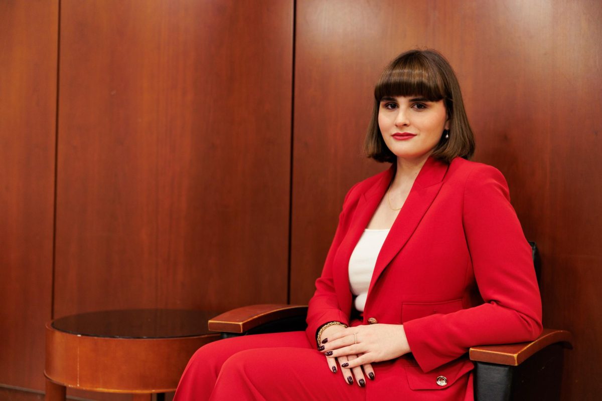 Student Government Association Senate Pro Tempore Liz Stoddard (CCAS-U) sits for a portrait.