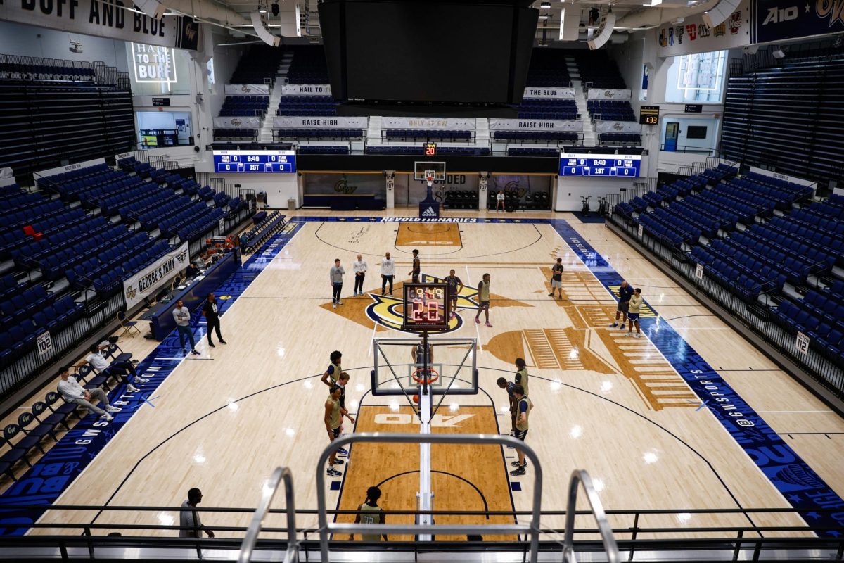 An empty Smith Center during men's basketball practice.