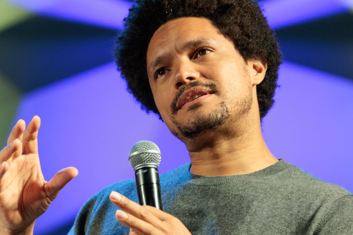 Trevor Noah speaks to a packed audience in the Smith Center.