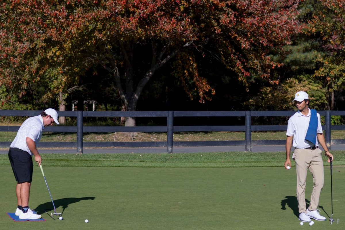 Manuel Barbachano and Rodrigo Barahona during a practice at River Bend Golf Club this week.