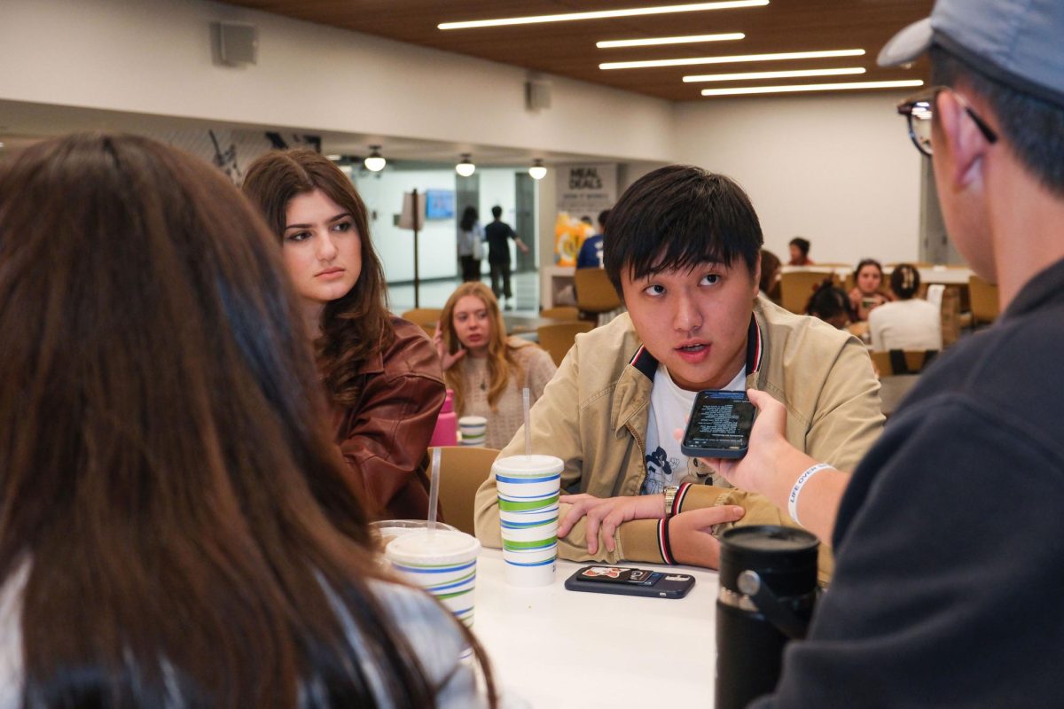 A student answers questions regarding his top issues for the election during an interview with a Hatchet reporter.