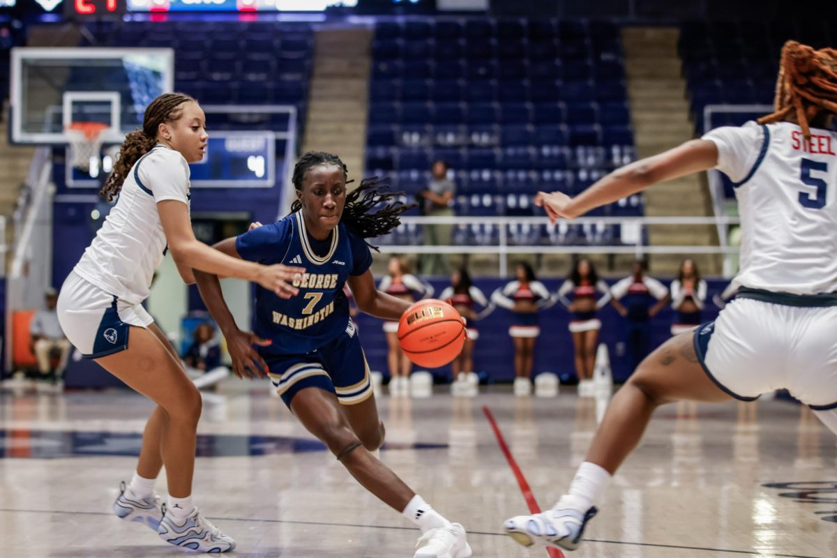 Junior guard Filipa Calisto moves the ball during a game against Howard University last week. 