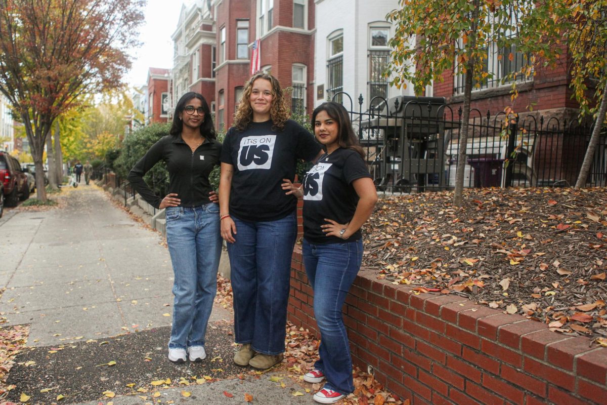 Members of the It's On Us at GW executive board pose for a portrait at the townhouses on 22nd Street. 