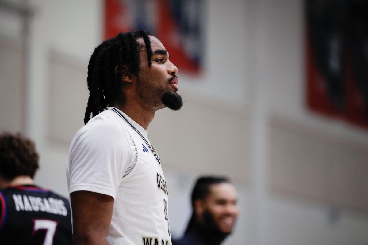 Sophomore guard Jacoi Hutchinson during the game against American University yesterday.