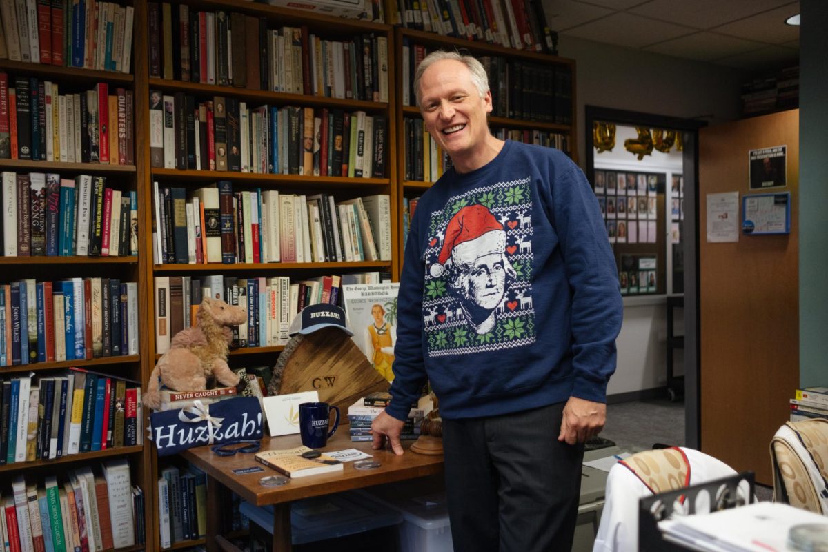 Denver Brunsman, an associate professor of history, poses for a portrait in his office. (Jordan Tovin | Assistant Photo Editor)