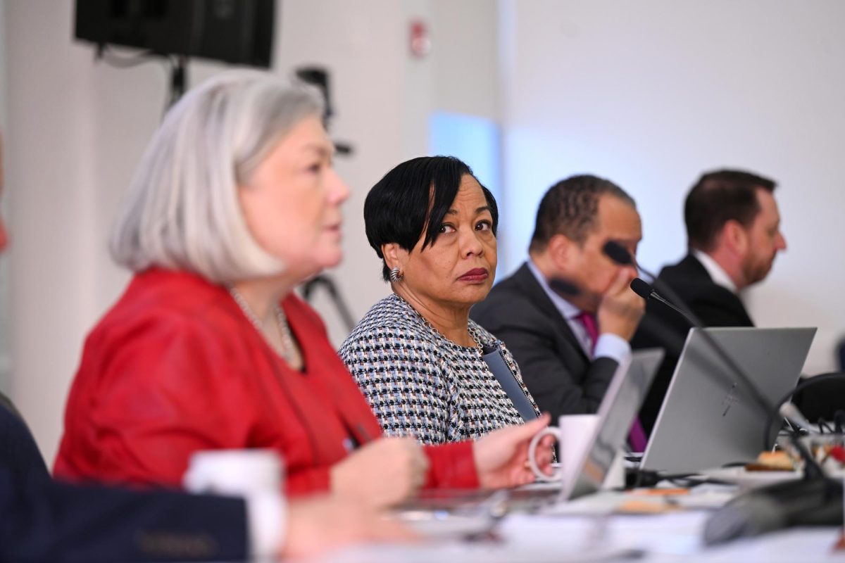Board of Trustees Chair Grace Speights during a meeting in February.