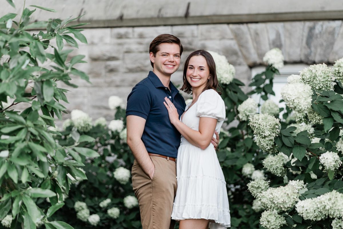 Avery McEachern and Declan McGrath pose for an engagement photo.