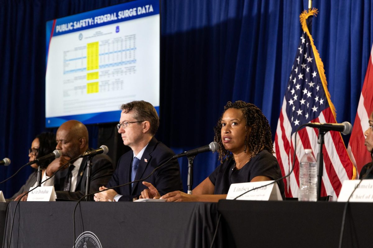 D.C. Mayor Muriel Bowser speaks at a press conference on Wednesday.