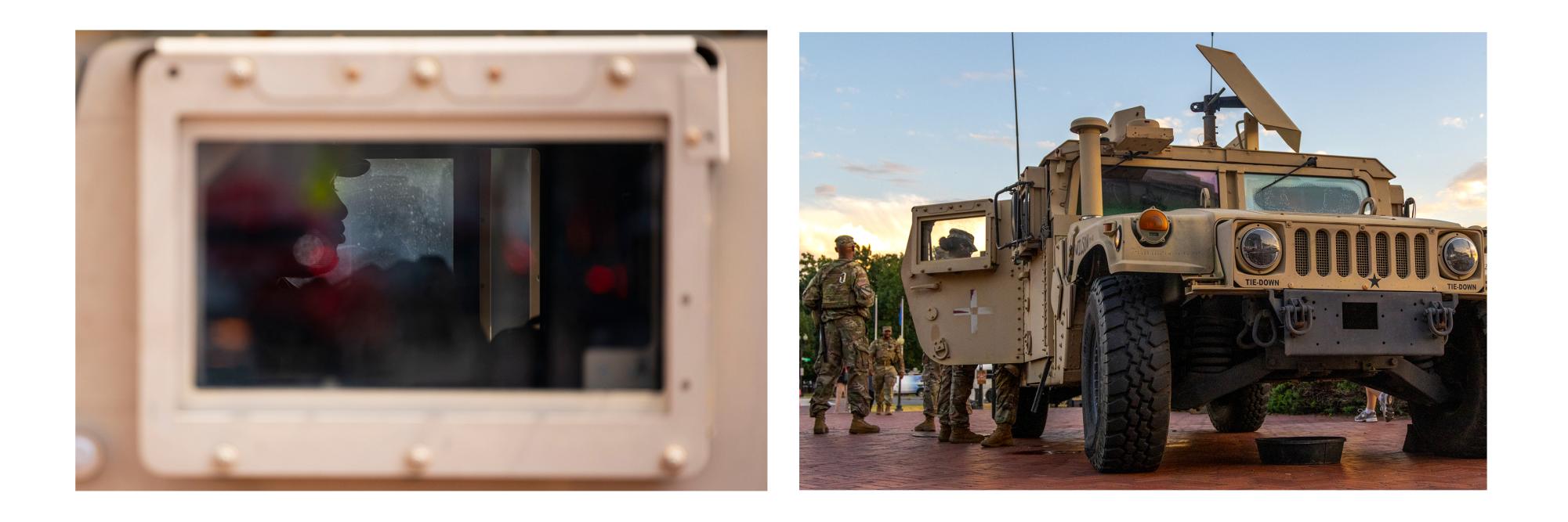 National guard troops near the National Mall on Thursday.
