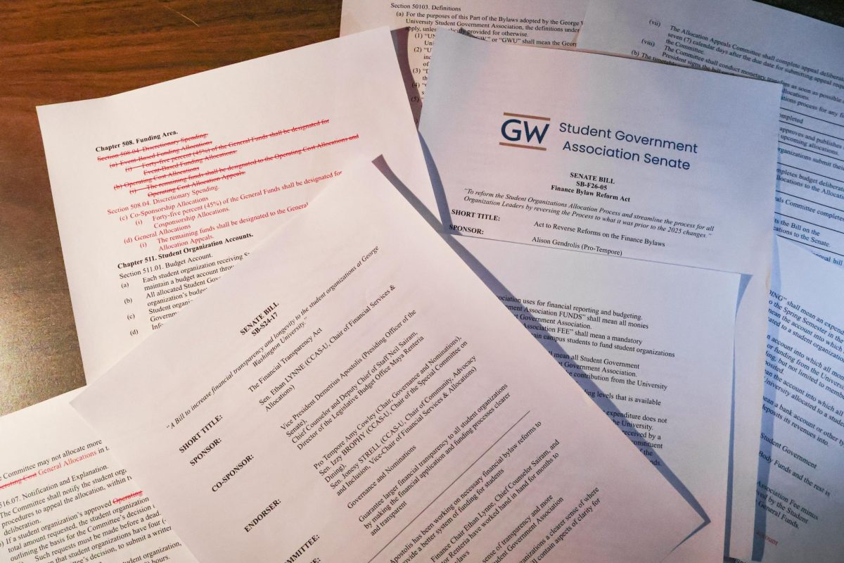 Pages from the Student Government Association Finance Bylaw Reform and Financial Transparency acts.