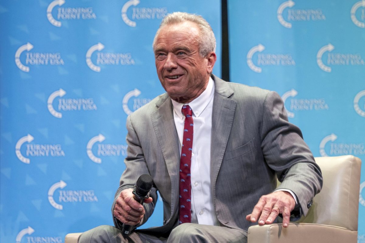 Secretary of Health and Human Services Robert F. Kennedy Jr. speaks at Lisner Auditorium on Monday.