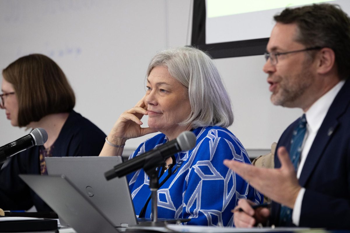 University President Ellen Granberg during October's Faculty Senate meeting.
