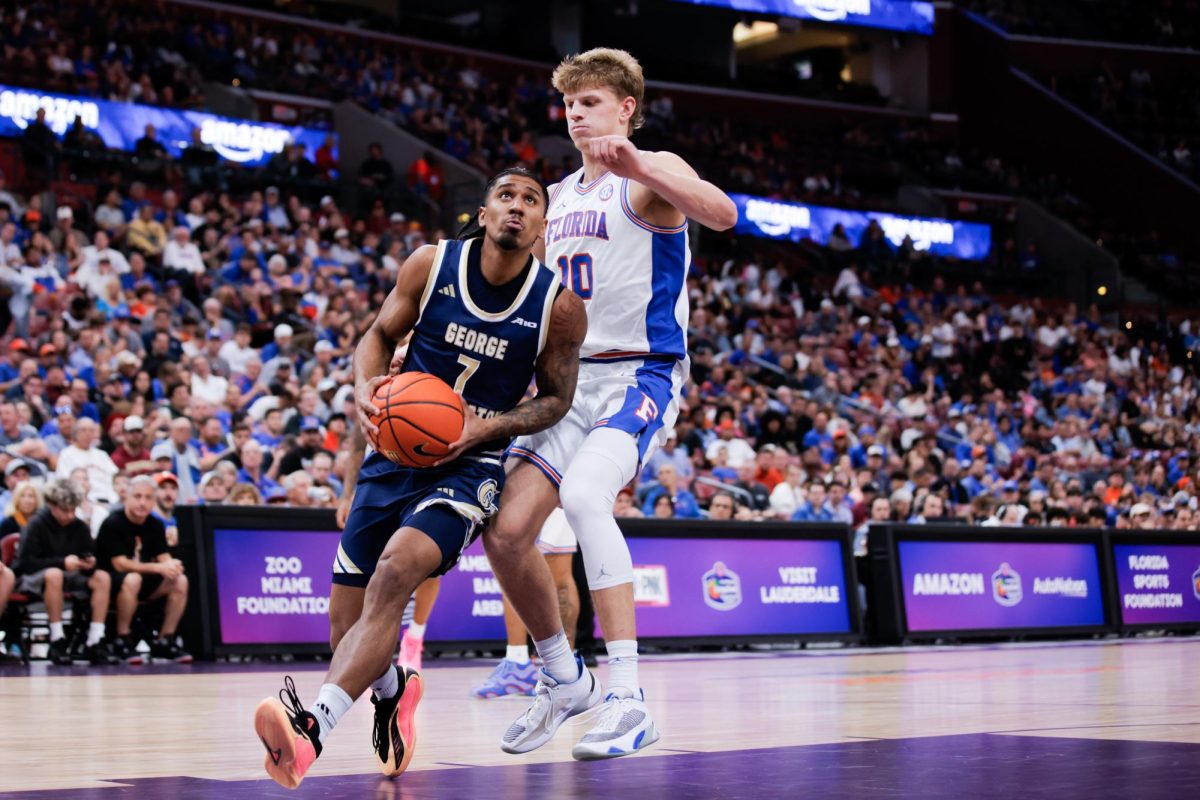 Junior guard Jean Aranguren looks to shoot the ball during a game against the University of Florida in December.