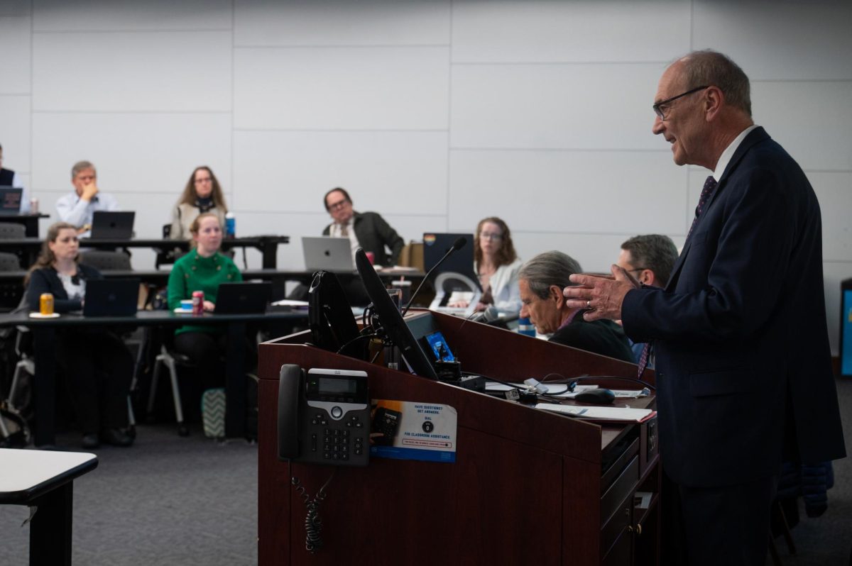 Interim Vice President for Research Bob Miller during a Friday's Faculty Senate meeting.