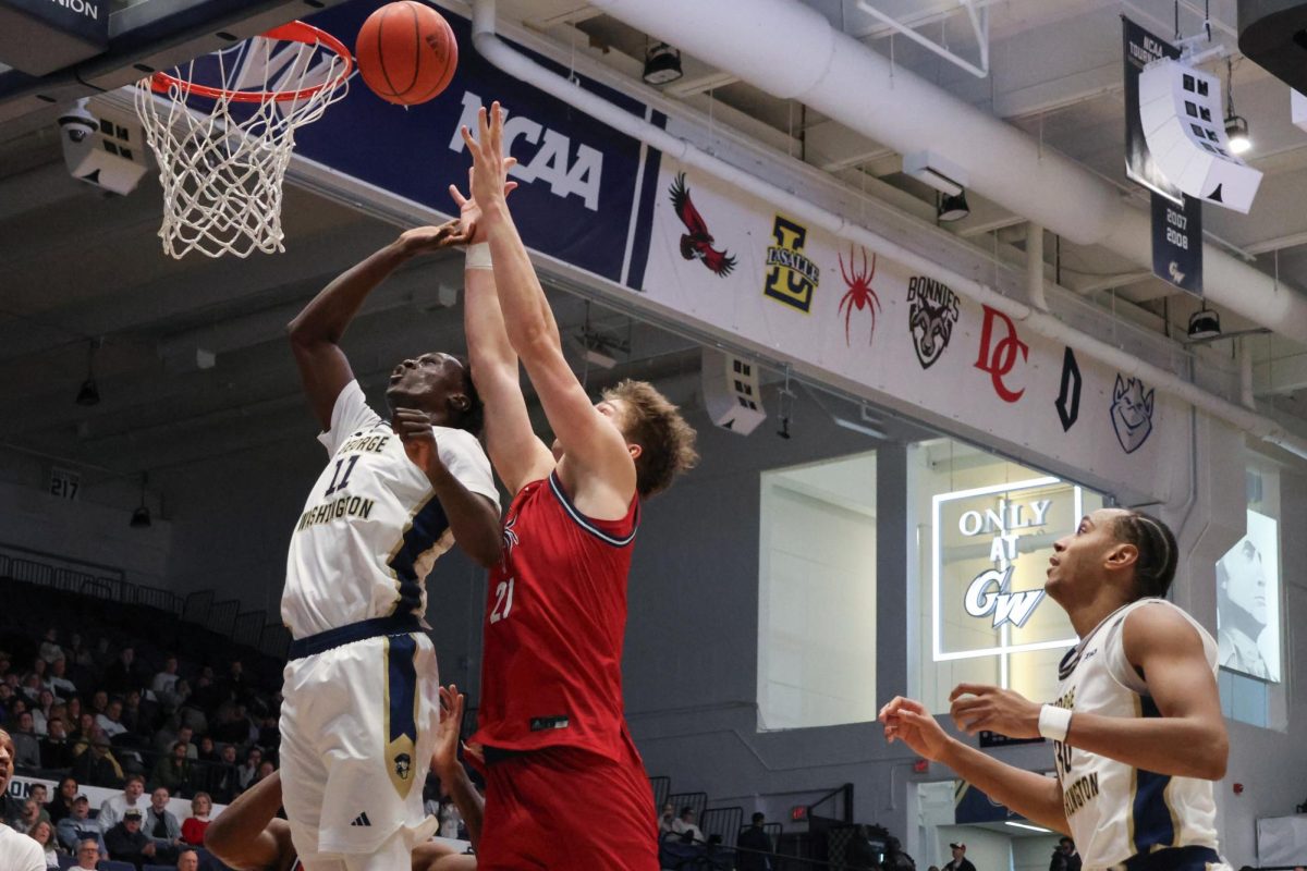 Junior guard Bubu Benjamin attempts to shoot during a game against Richmond in January.