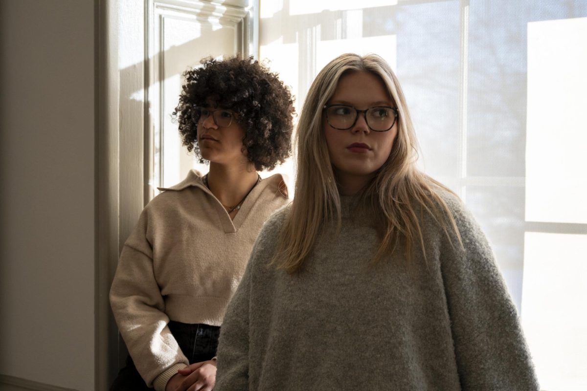 Savanna Jones, left, and Moriah Musick, right, pose for a portrait in the Corcoran School of Arts and Design.