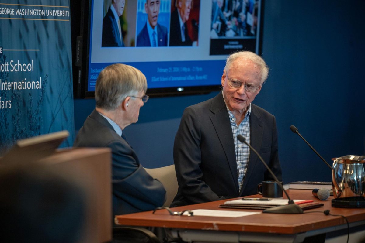Ambassador James Franklin Jeffrey discusses his memoir at the Elliott school on Wednesday.