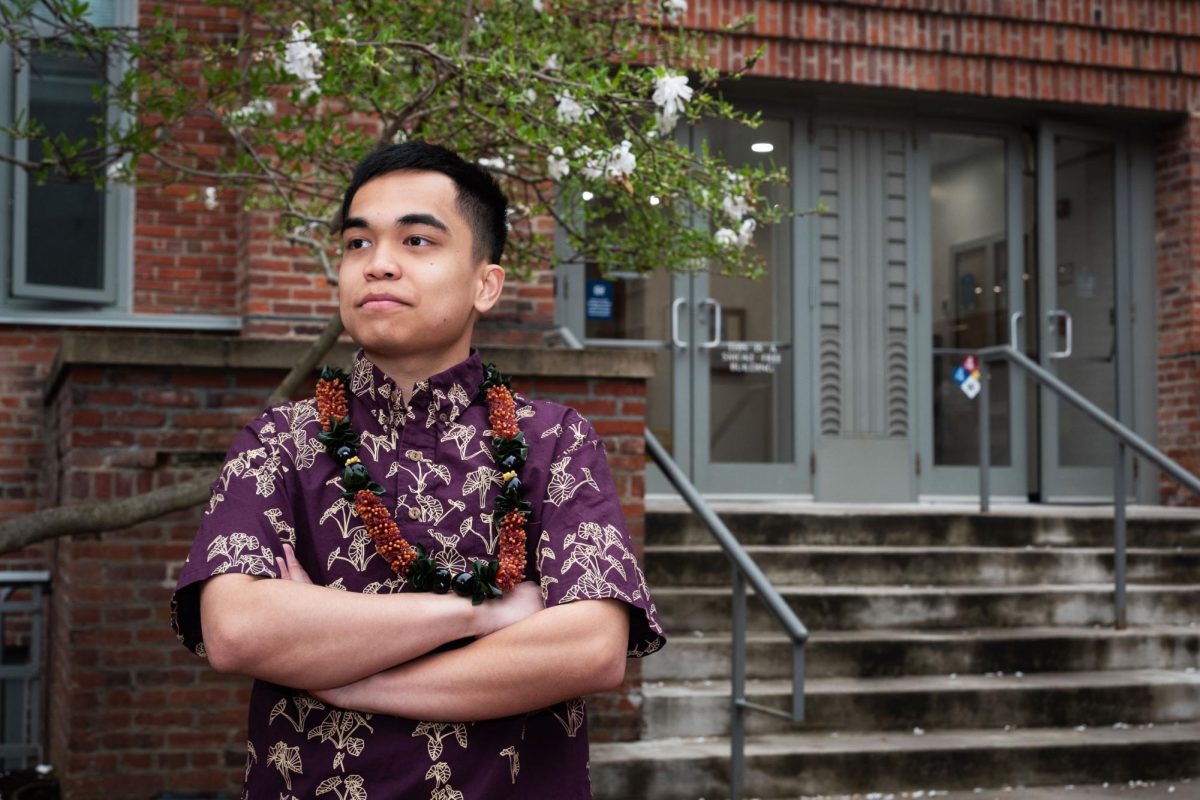 Student Government Association Sen. Cheydon Naleimaile-Evangelista (CCAS-U) poses for a portrait.