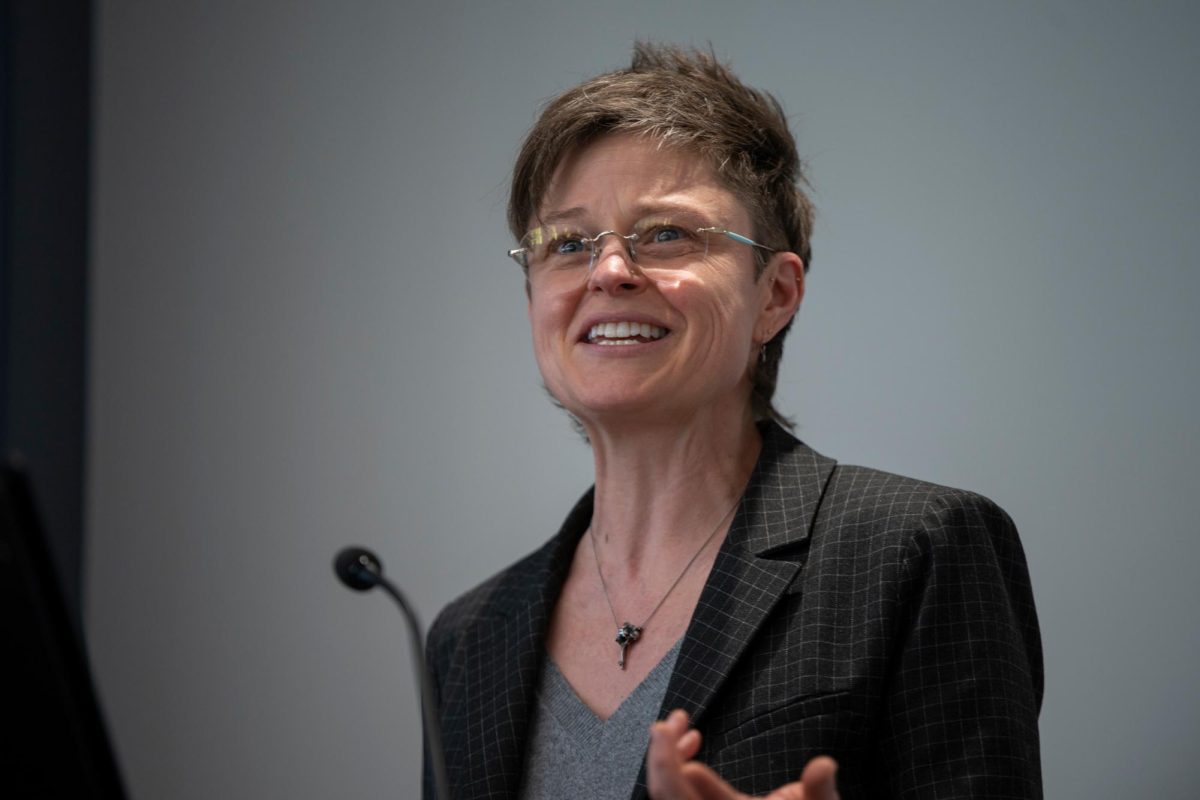 Vice Provost for Faculty Affairs Emily Hammond at a Faculty Senate meeting in Feburary.