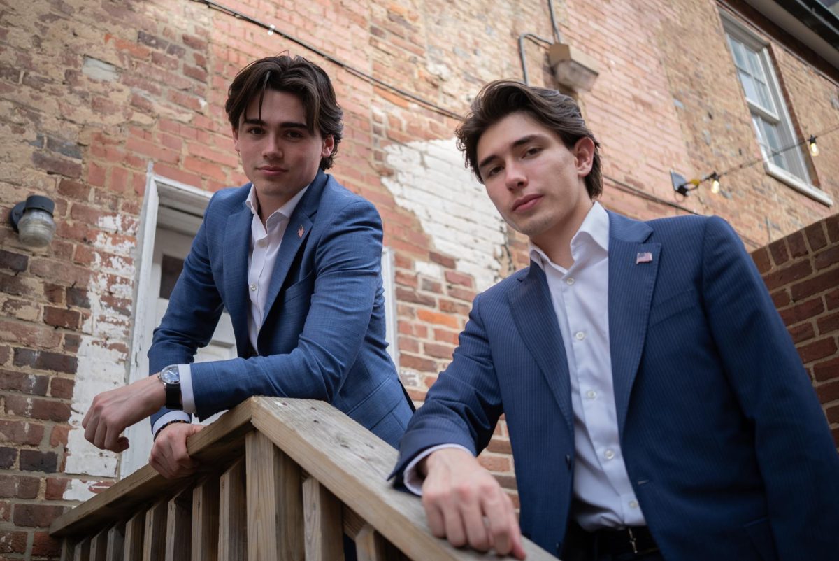 GW College Republicans Chairman Kieran Laffey and Vice Chairman Paul Lieb pose for a portrait in Square 80.