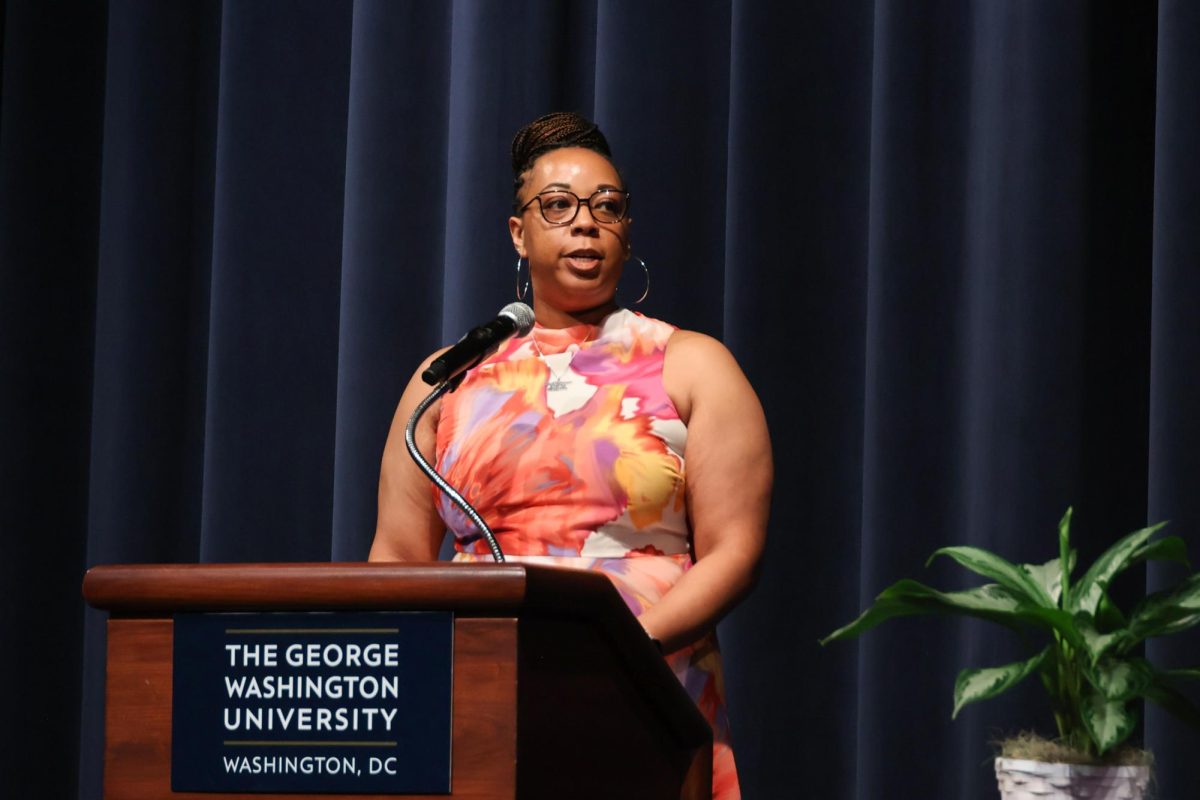 Multicultural Student Services Center Director Vanice Antrum speaks during the center's graduation celebration Thursday. 