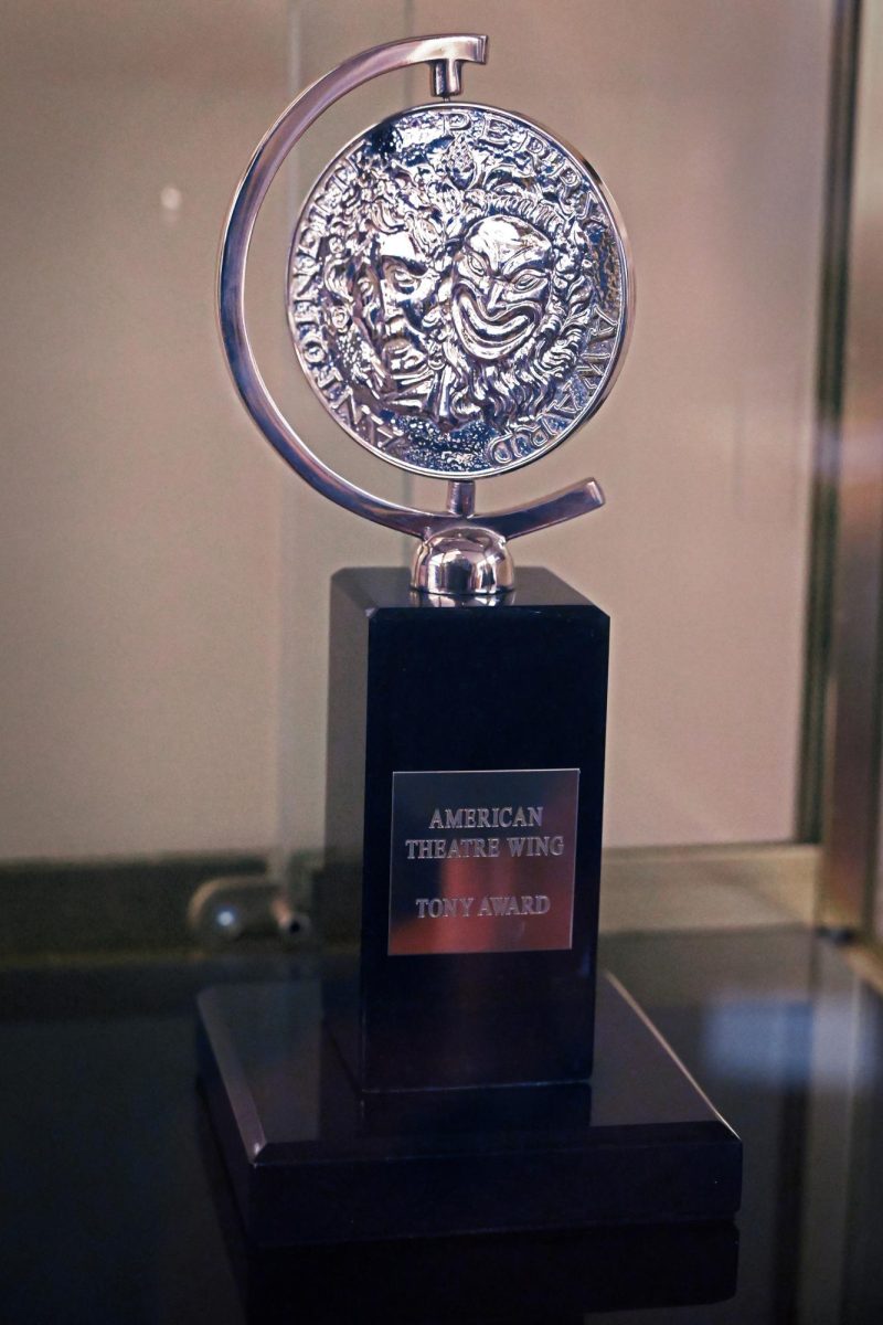 A Tony Award statuette in the lobby of the Samuel Friedman Theatre in April. 